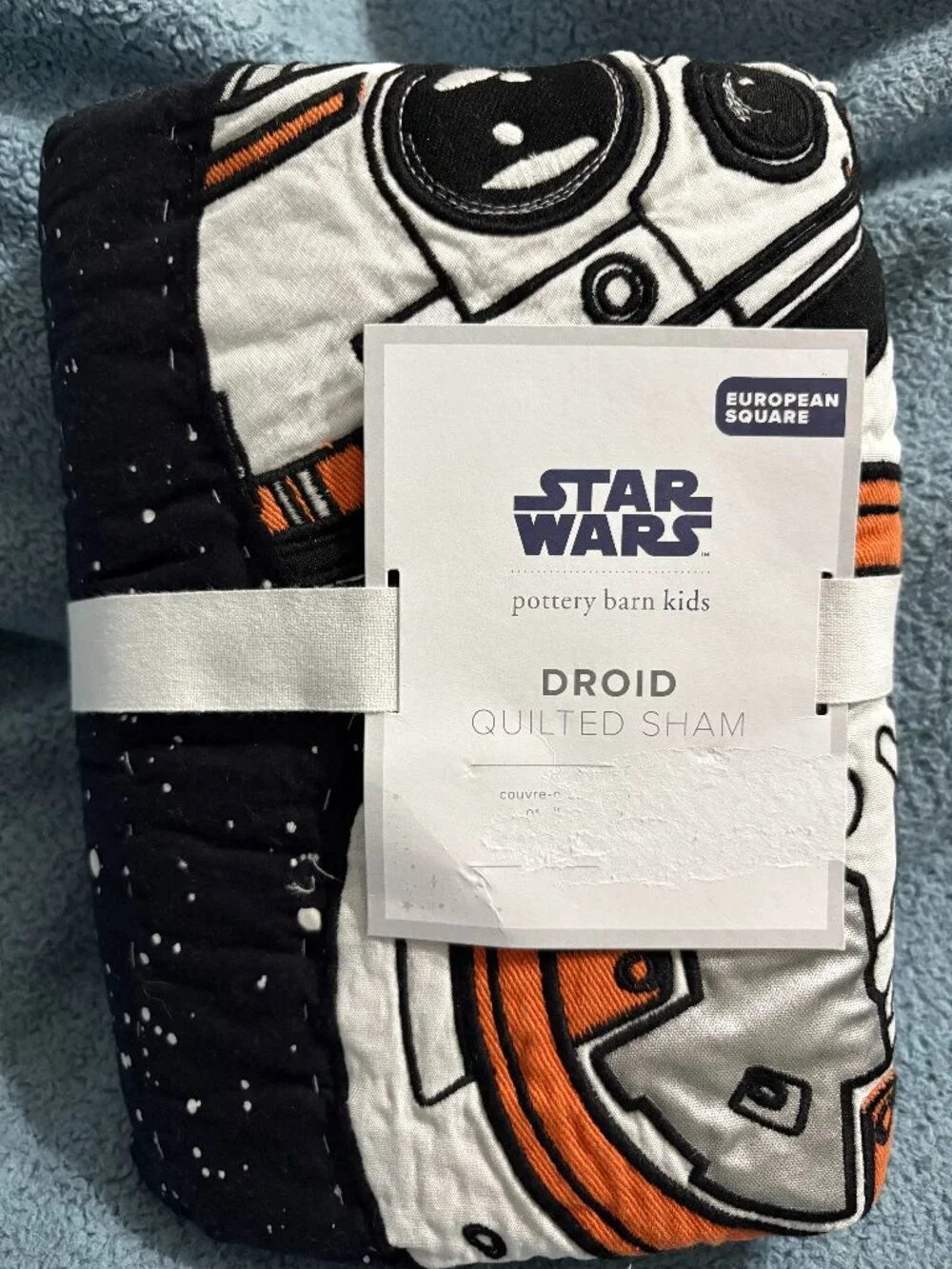 NWT Pottery Barn Kids Star Wars BB-8 Droid Quilted Euro Sham 26x26